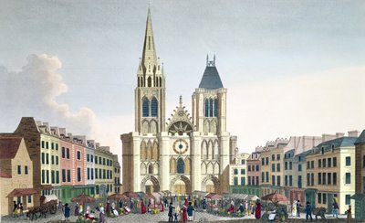 Vista della facciata della Chiesa di Saint-Denis vicino a Parigi, c.1820 da Pierre Courvoisier
